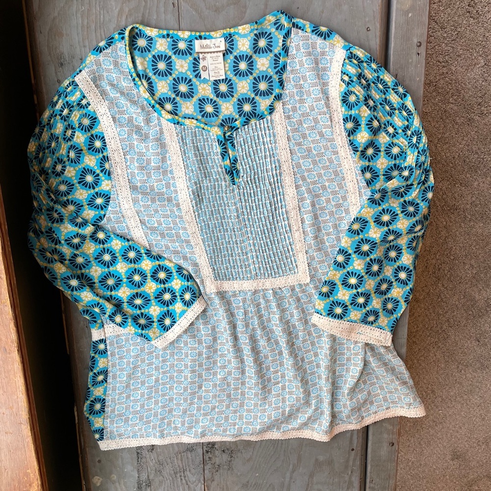 Matilda Jane Blue and White Patterned Top